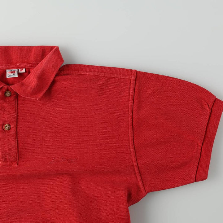 90'S Levi's short-sleeved polo shirt, men's size M equivalent, vintage. cotton red type Vintage Second Hand