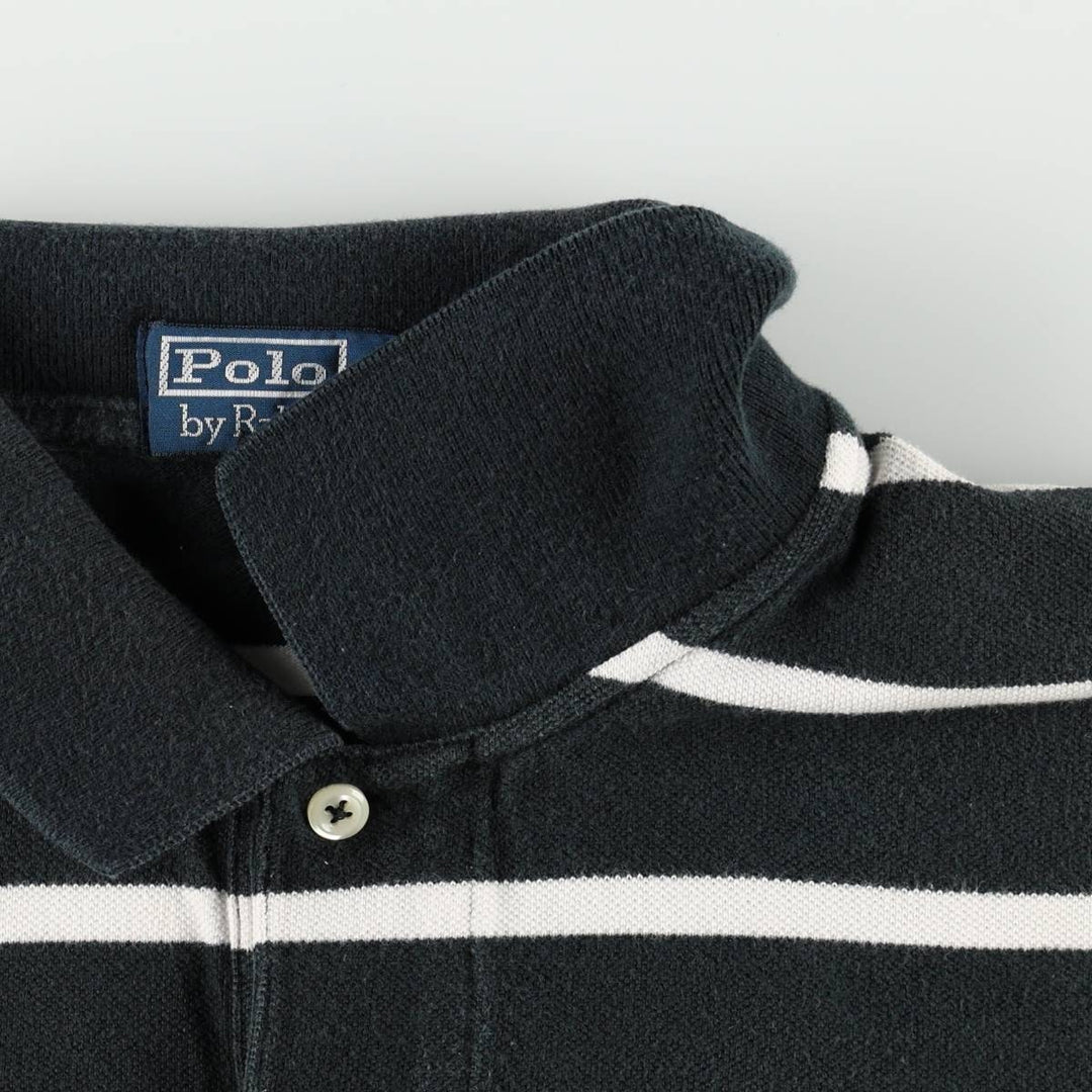 Ralph Lauren POLO by Ralph Lauren short sleeve striped polo shirt, men's size L cotton black type Vintage Second Hand