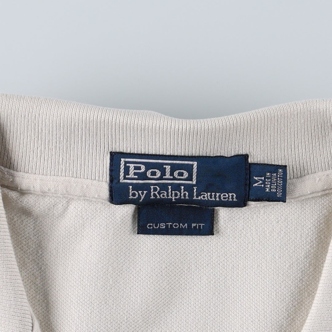 Ralph Lauren POLO by Ralph Lauren CUSTOM FIT short sleeve polo shirt, men's M size cotton white type Vintage Second Hand