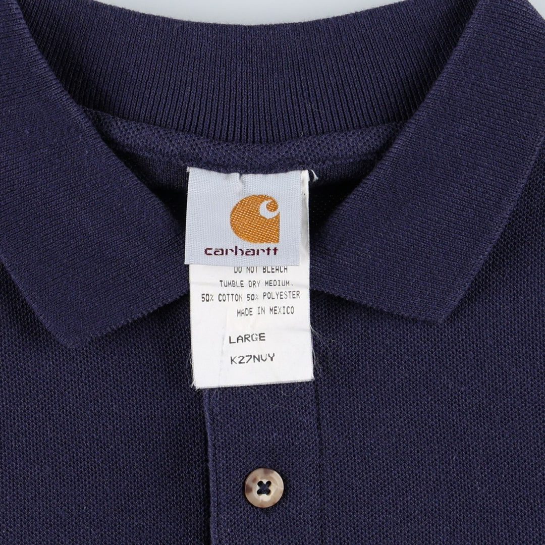 Carhartt Short-Sleeve Polo Shirt, Men's Size L (approx.) cotton navy blue type Vintage Second Hand