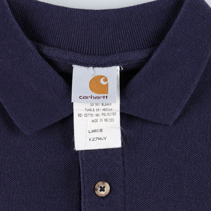 Carhartt Short-Sleeve Polo Shirt, Men's Size L (approx.) cotton navy blue type Vintage Second Hand