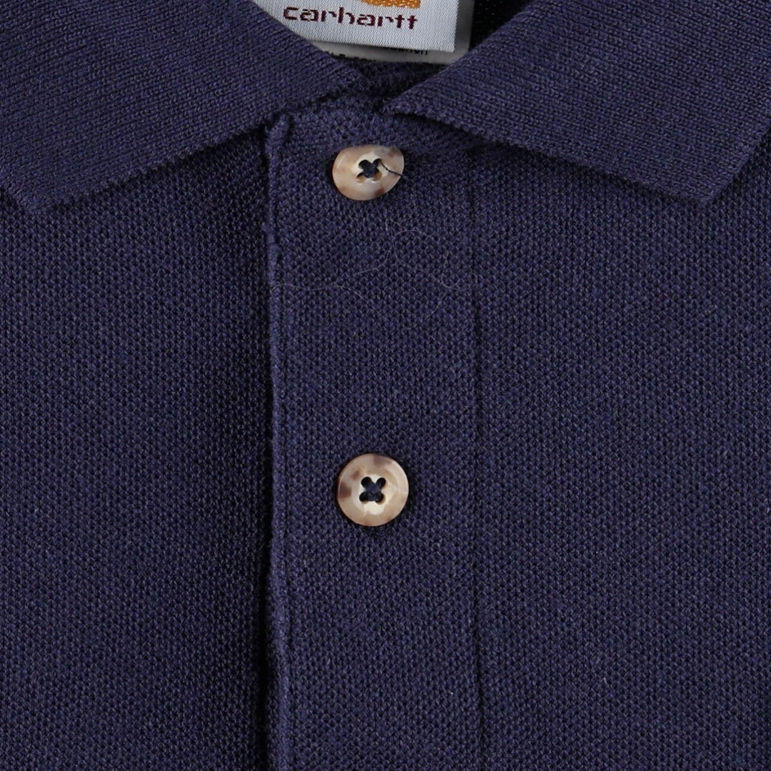 Carhartt Short-Sleeve Polo Shirt, Men's Size L (approx.) cotton navy blue type Vintage Second Hand
