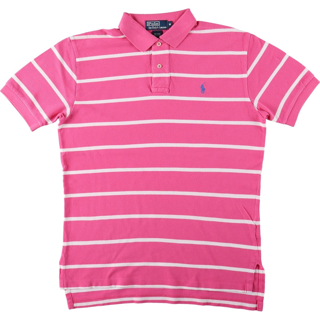 Ralph Lauren POLO by Ralph Lauren short sleeve striped polo shirt, men's size M cotton pink type Vintage Second Hand