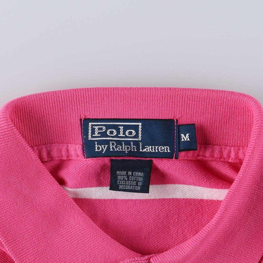 Ralph Lauren POLO by Ralph Lauren short sleeve striped polo shirt, men's size M cotton pink type Vintage Second Hand