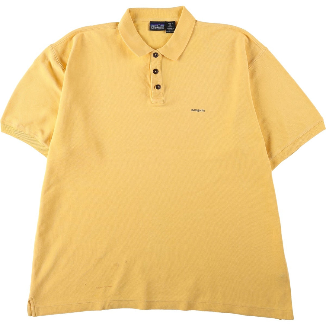 Patagonia Organic Cotton Short-Sleeve Polo Shirt, Men's Size XL (approx.) unclear yellow type Vintage Second Hand