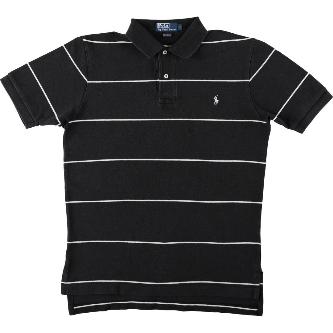 Ralph Lauren POLO by Ralph Lauren short sleeve striped polo shirt, men's size M cotton black type Vintage Second Hand