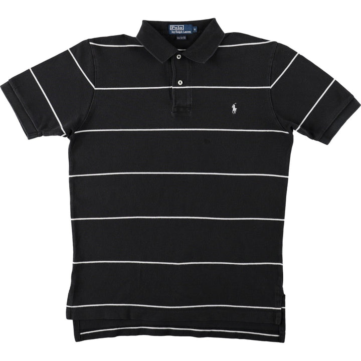 Ralph Lauren POLO by Ralph Lauren short sleeve striped polo shirt, men's size M cotton black type Vintage Second Hand