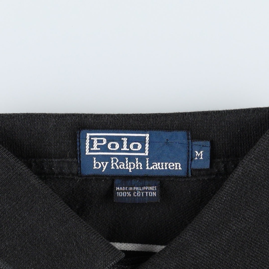 Ralph Lauren POLO by Ralph Lauren short sleeve striped polo shirt, men's size M cotton black type Vintage Second Hand