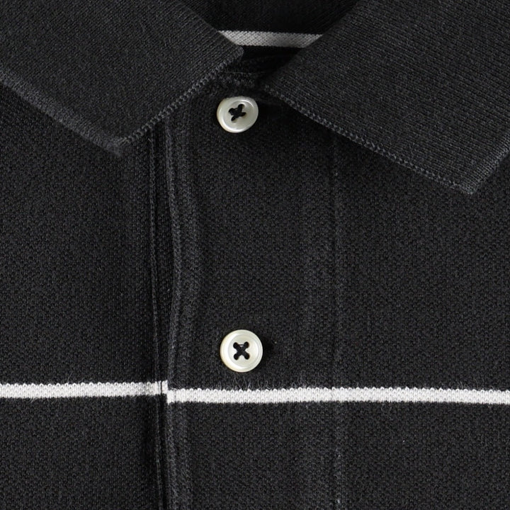 Ralph Lauren POLO by Ralph Lauren short sleeve striped polo shirt, men's size M cotton black type Vintage Second Hand