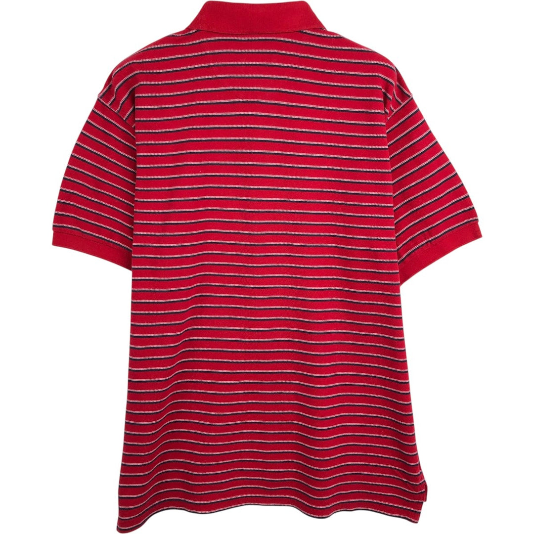 Ralph Lauren CHAPS Multi-stripe Short-Sleeve Polo Shirt, Men's Size L (approx.) cotton red type Vintage Second Hand
