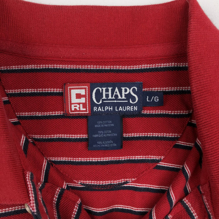 Ralph Lauren CHAPS Multi-stripe Short-Sleeve Polo Shirt, Men's Size L (approx.) cotton red type Vintage Second Hand