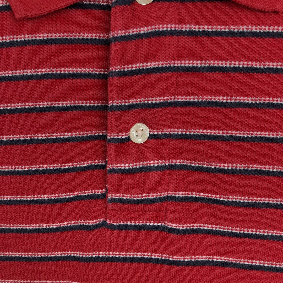Ralph Lauren CHAPS Multi-stripe Short-Sleeve Polo Shirt, Men's Size L (approx.) cotton red type Vintage Second Hand