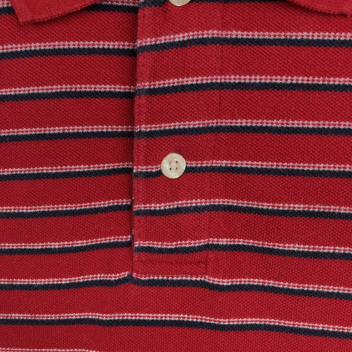 Ralph Lauren CHAPS Multi-stripe Short-Sleeve Polo Shirt, Men's Size L (approx.) cotton red type Vintage Second Hand