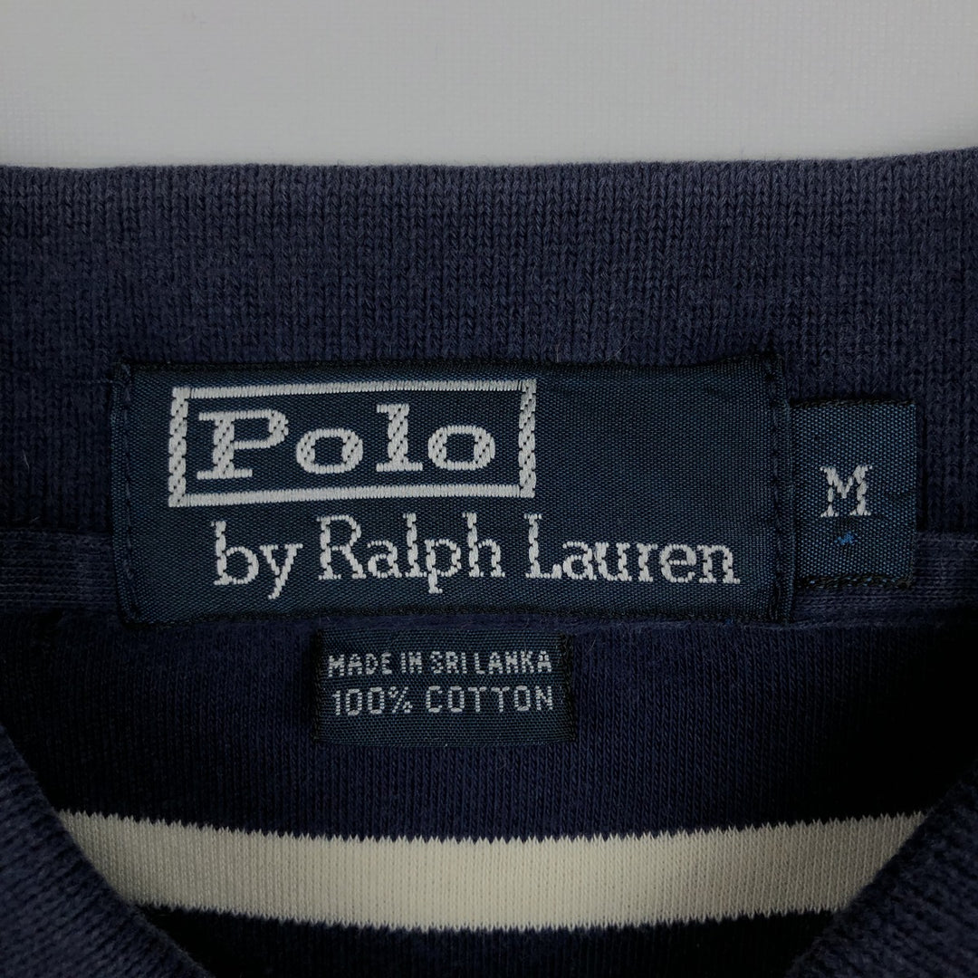 Ralph Lauren POLO by Ralph Lauren short sleeve striped polo shirt, men's size M cotton navy blue type Vintage Second Hand