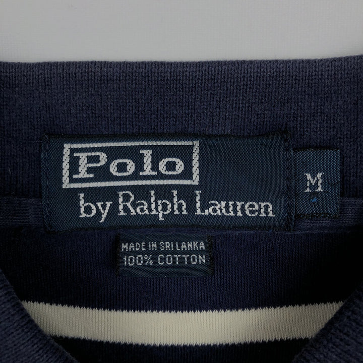 Ralph Lauren POLO by Ralph Lauren short sleeve striped polo shirt, men's size M cotton navy blue type Vintage Second Hand