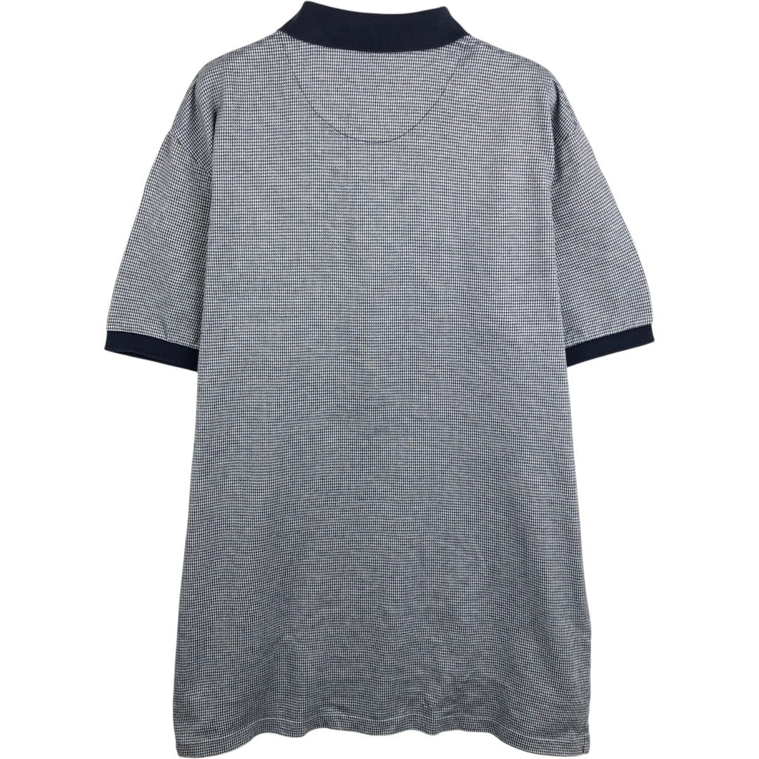 Ralph Lauren POLO by Ralph Lauren Houndstooth Pattern Short-Sleeve Polo Shirt, Men's Size L (approx.) cotton navy blue type Vintage Second Hand
