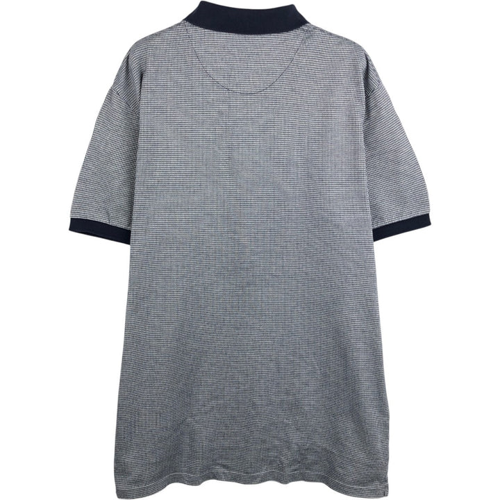 Ralph Lauren POLO by Ralph Lauren Houndstooth Pattern Short-Sleeve Polo Shirt, Men's Size L (approx.) cotton navy blue type Vintage Second Hand