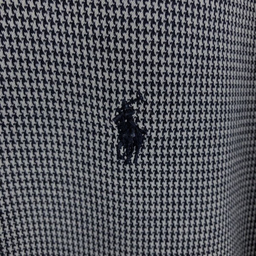 Ralph Lauren POLO by Ralph Lauren Houndstooth Pattern Short-Sleeve Polo Shirt, Men's Size L (approx.) cotton navy blue type Vintage Second Hand