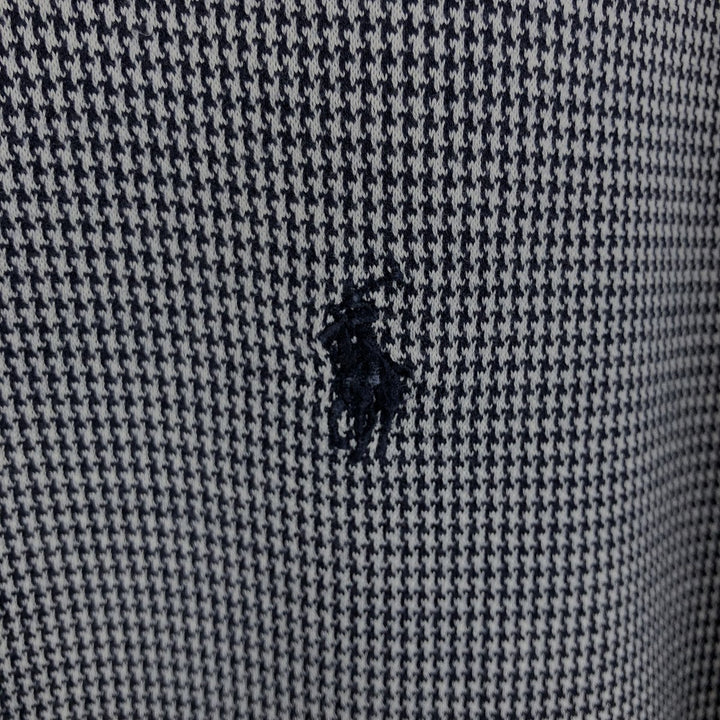 Ralph Lauren POLO by Ralph Lauren Houndstooth Pattern Short-Sleeve Polo Shirt, Men's Size L (approx.) cotton navy blue type Vintage Second Hand