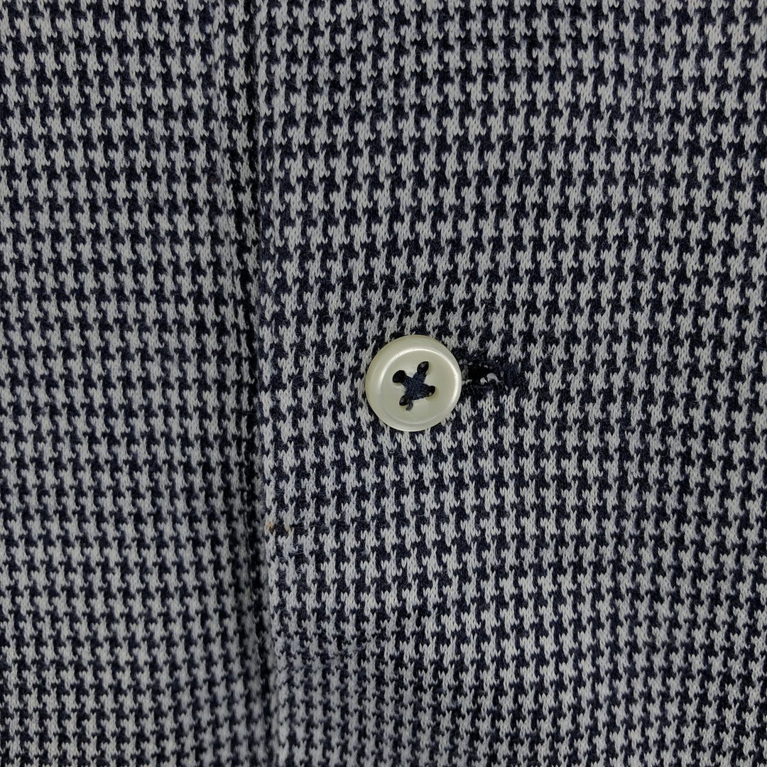 Ralph Lauren POLO by Ralph Lauren Houndstooth Pattern Short-Sleeve Polo Shirt, Men's Size L (approx.) cotton navy blue type Vintage Second Hand