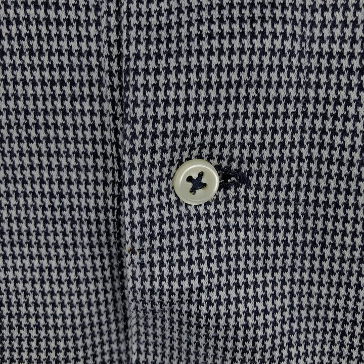 Ralph Lauren POLO by Ralph Lauren Houndstooth Pattern Short-Sleeve Polo Shirt, Men's Size L (approx.) cotton navy blue type Vintage Second Hand