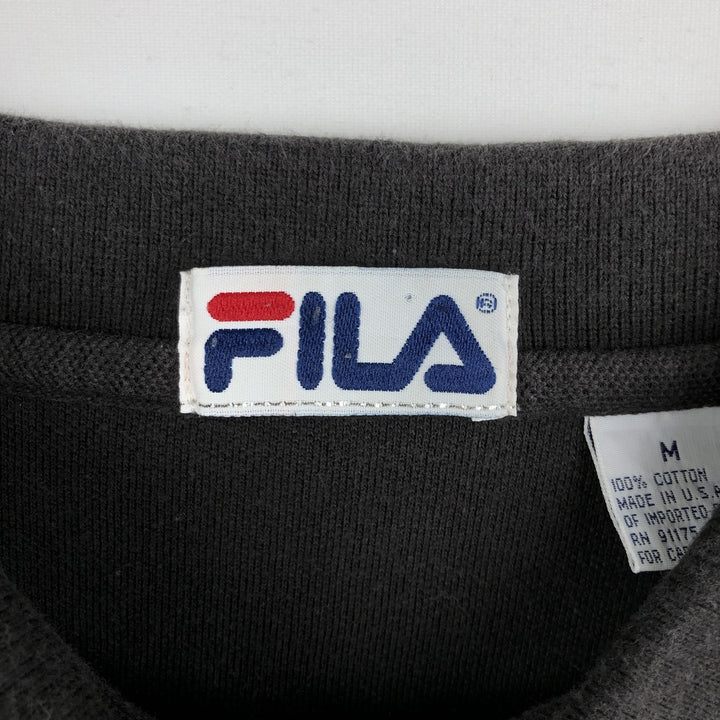 1990'S Fila Short-Sleeve Polo Shirt, Made in USA, Men's Size M (Equivalent), Vintage cotton black type Vintage Second Hand