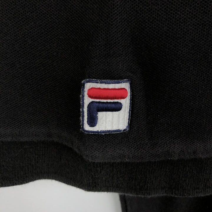 1990'S Fila Short-Sleeve Polo Shirt, Made in USA, Men's Size M (Equivalent), Vintage cotton black type Vintage Second Hand