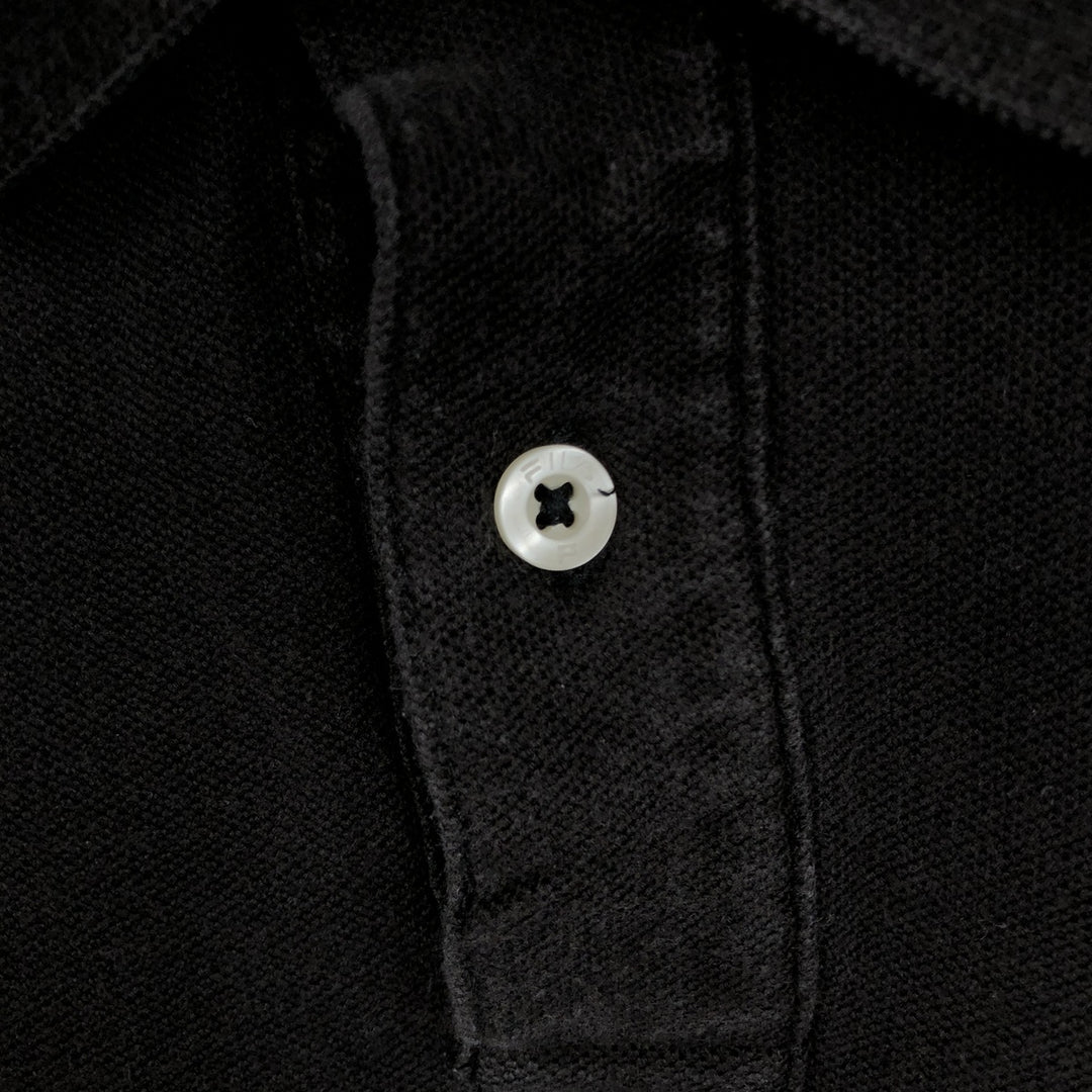 1990'S Fila Short-Sleeve Polo Shirt, Made in USA, Men's Size M (Equivalent), Vintage cotton black type Vintage Second Hand