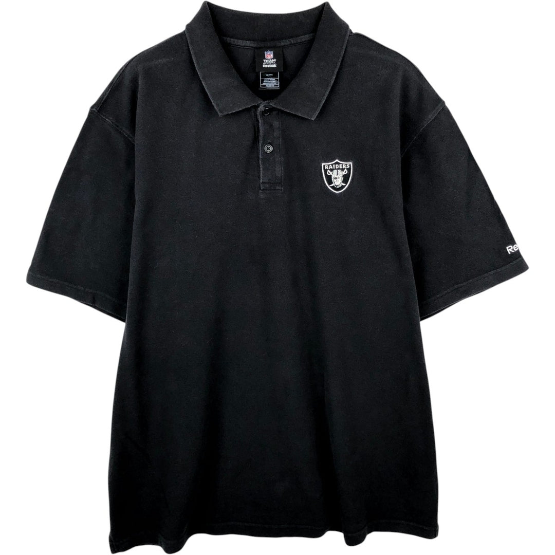 Reebok NFL Las Vegas Raiders Short-Sleeve Polo Shirt, Men's Size XL (approx.) cotton black type Vintage Second Hand