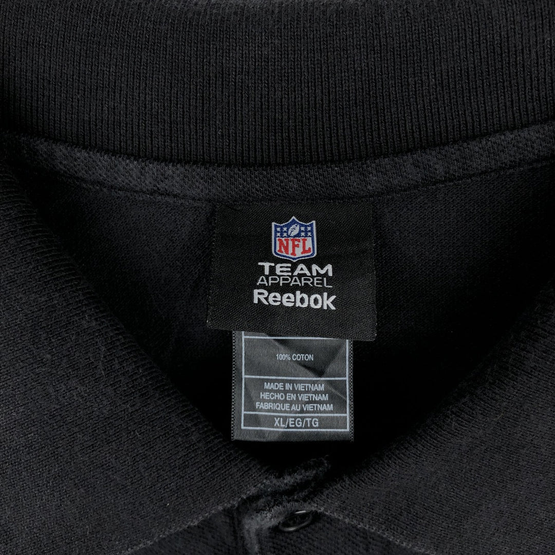 Reebok NFL Las Vegas Raiders Short-Sleeve Polo Shirt, Men's Size XL (approx.) cotton black type Vintage Second Hand