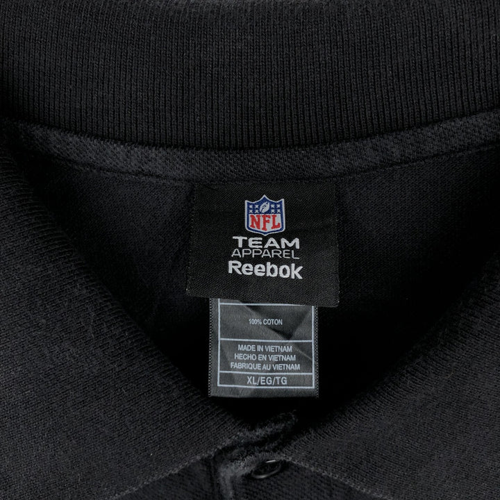 Reebok NFL Las Vegas Raiders Short-Sleeve Polo Shirt, Men's Size XL (approx.) cotton black type Vintage Second Hand