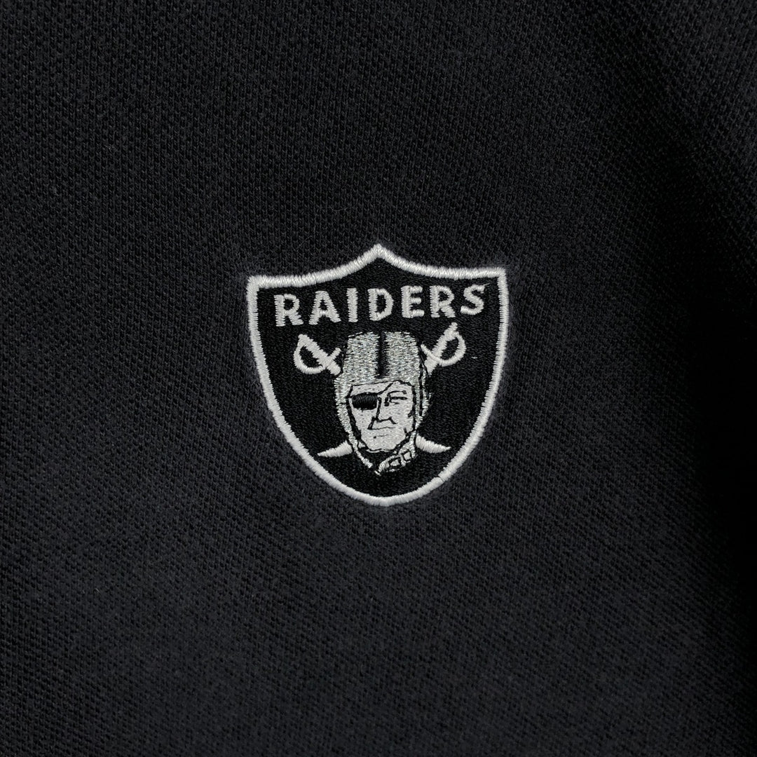 Reebok NFL Las Vegas Raiders Short-Sleeve Polo Shirt, Men's Size XL (approx.) cotton black type Vintage Second Hand