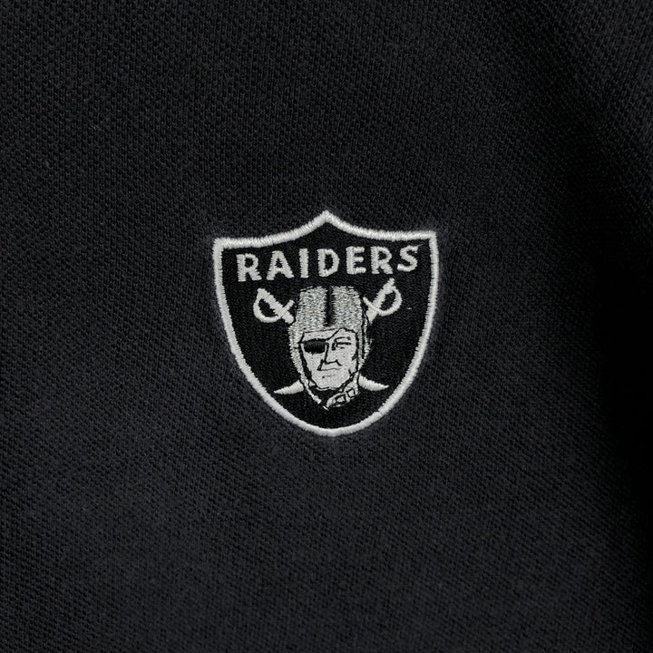 Reebok NFL Las Vegas Raiders Short-Sleeve Polo Shirt, Men's Size XL (approx.) cotton black type Vintage Second Hand