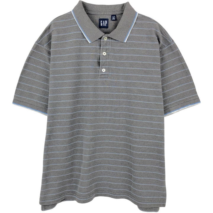 90'S GAP Old Gap Multi-stripe Short-Sleeve Striped Polo Shirt Men's XL (approx.) Vintage cotton gray type Vintage Second Hand
