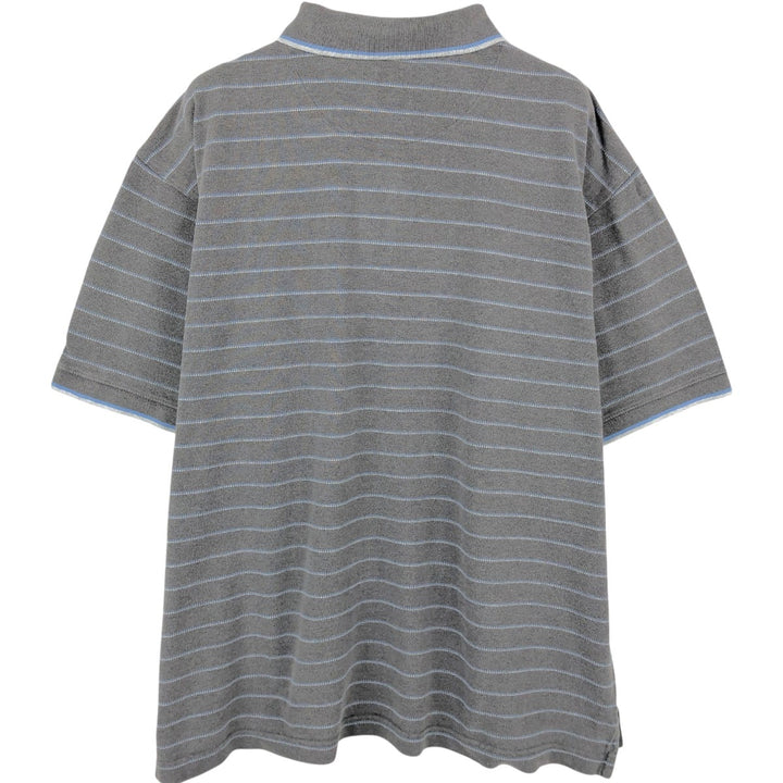 90'S GAP Old Gap Multi-stripe Short-Sleeve Striped Polo Shirt Men's XL (approx.) Vintage cotton gray type Vintage Second Hand