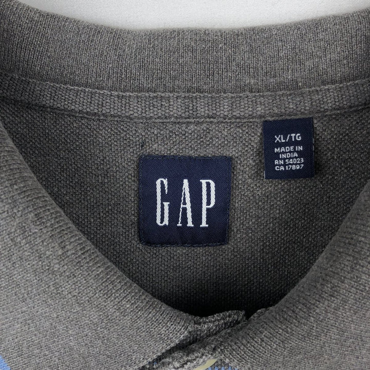 90'S GAP Old Gap Multi-stripe Short-Sleeve Striped Polo Shirt Men's XL (approx.) Vintage cotton gray type Vintage Second Hand