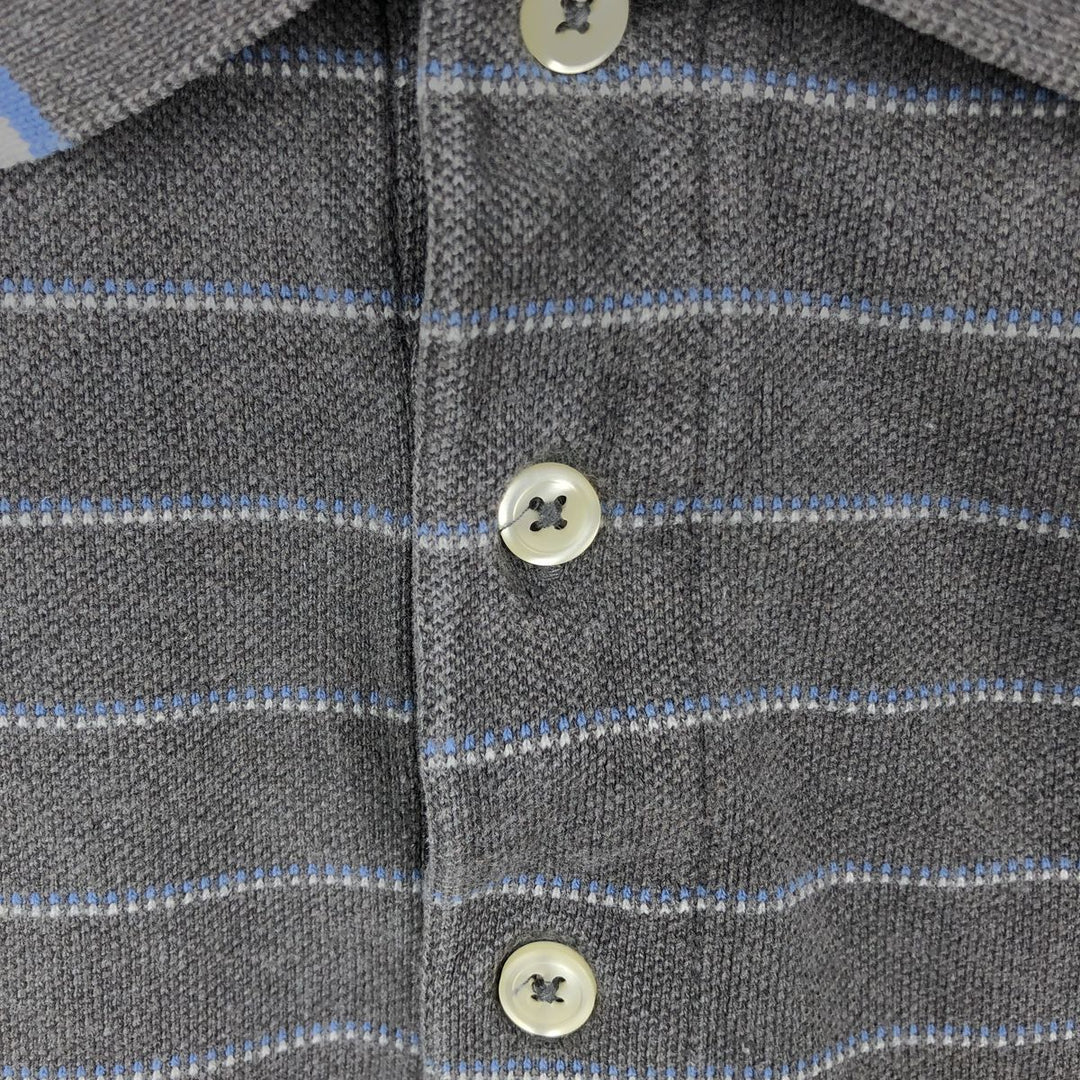90'S GAP Old Gap Multi-stripe Short-Sleeve Striped Polo Shirt Men's XL (approx.) Vintage cotton gray type Vintage Second Hand