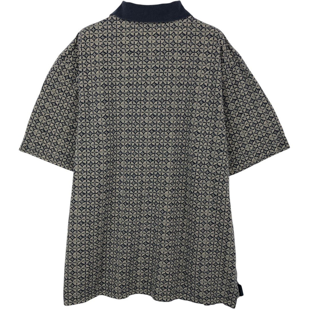 Eddie Bauer all-over print short-sleeved polo shirt, men's size XL (approx.) cotton Khaki type Vintage Second Hand