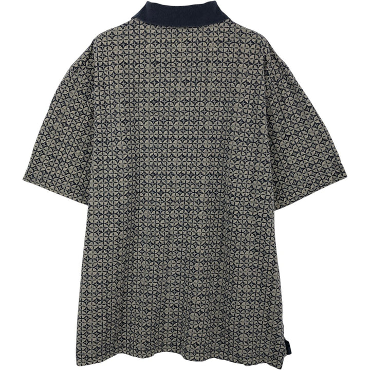 Eddie Bauer all-over print short-sleeved polo shirt, men's size XL (approx.) cotton Khaki type Vintage Second Hand