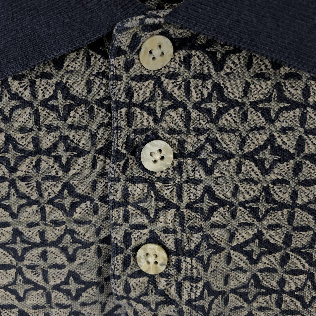 Eddie Bauer all-over print short-sleeved polo shirt, men's size XL (approx.) cotton Khaki type Vintage Second Hand