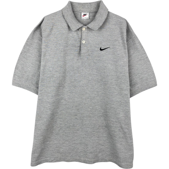 90s-era Nike short-sleeved polo shirt, men's size XL equivalent, vintage. cotton gray type Vintage Second Hand