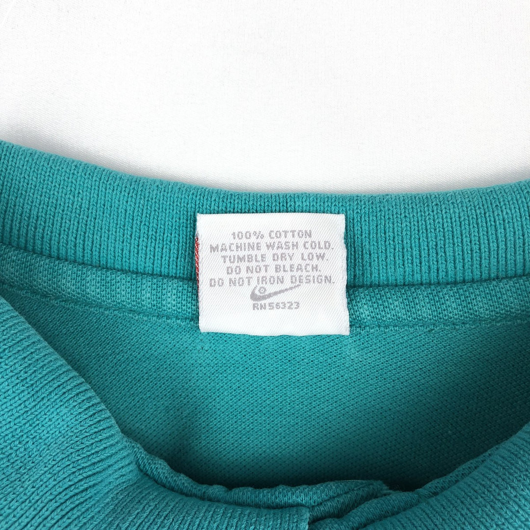 90'S Nike Silver Tag Short-Sleeve Polo Shirt, Made in USA, Men's XL (approx.), Vintage cotton turquoise blue Vintage Second Hand
