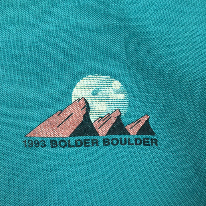 90'S Nike Silver Tag Short-Sleeve Polo Shirt, Made in USA, Men's XL (approx.), Vintage cotton turquoise blue Vintage Second Hand