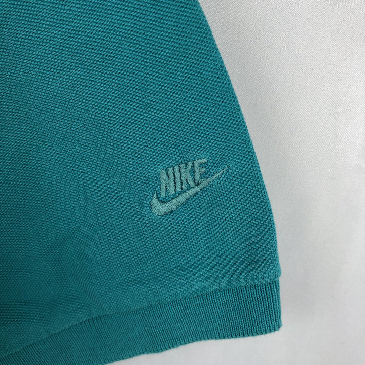 90'S Nike Silver Tag Short-Sleeve Polo Shirt, Made in USA, Men's XL (approx.), Vintage cotton turquoise blue Vintage Second Hand