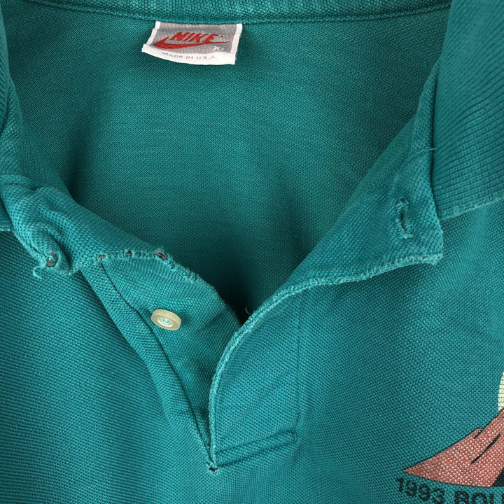 90'S Nike Silver Tag Short-Sleeve Polo Shirt, Made in USA, Men's XL (approx.), Vintage cotton turquoise blue Vintage Second Hand