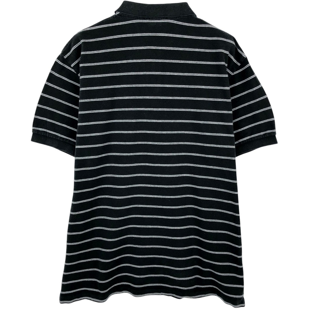 Ralph Lauren POLO by Ralph Lauren short sleeve striped polo shirt, men's XL size cotton black type Vintage Second Hand
