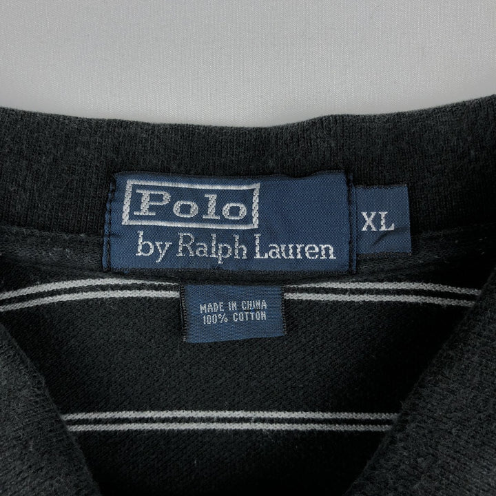 Ralph Lauren POLO by Ralph Lauren short sleeve striped polo shirt, men's XL size cotton black type Vintage Second Hand