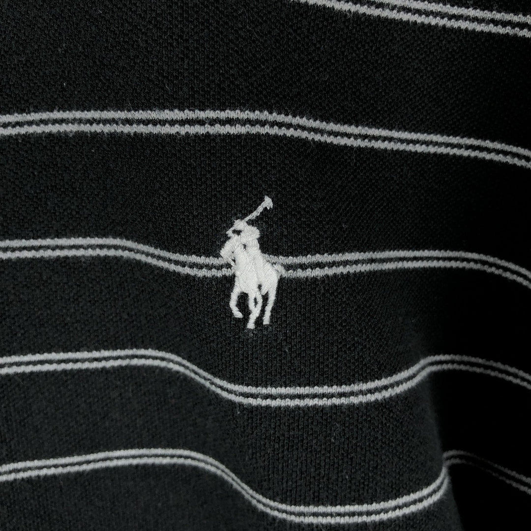 Ralph Lauren POLO by Ralph Lauren short sleeve striped polo shirt, men's XL size cotton black type Vintage Second Hand