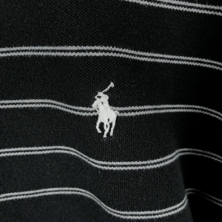 Ralph Lauren POLO by Ralph Lauren short sleeve striped polo shirt, men's XL size cotton black type Vintage Second Hand