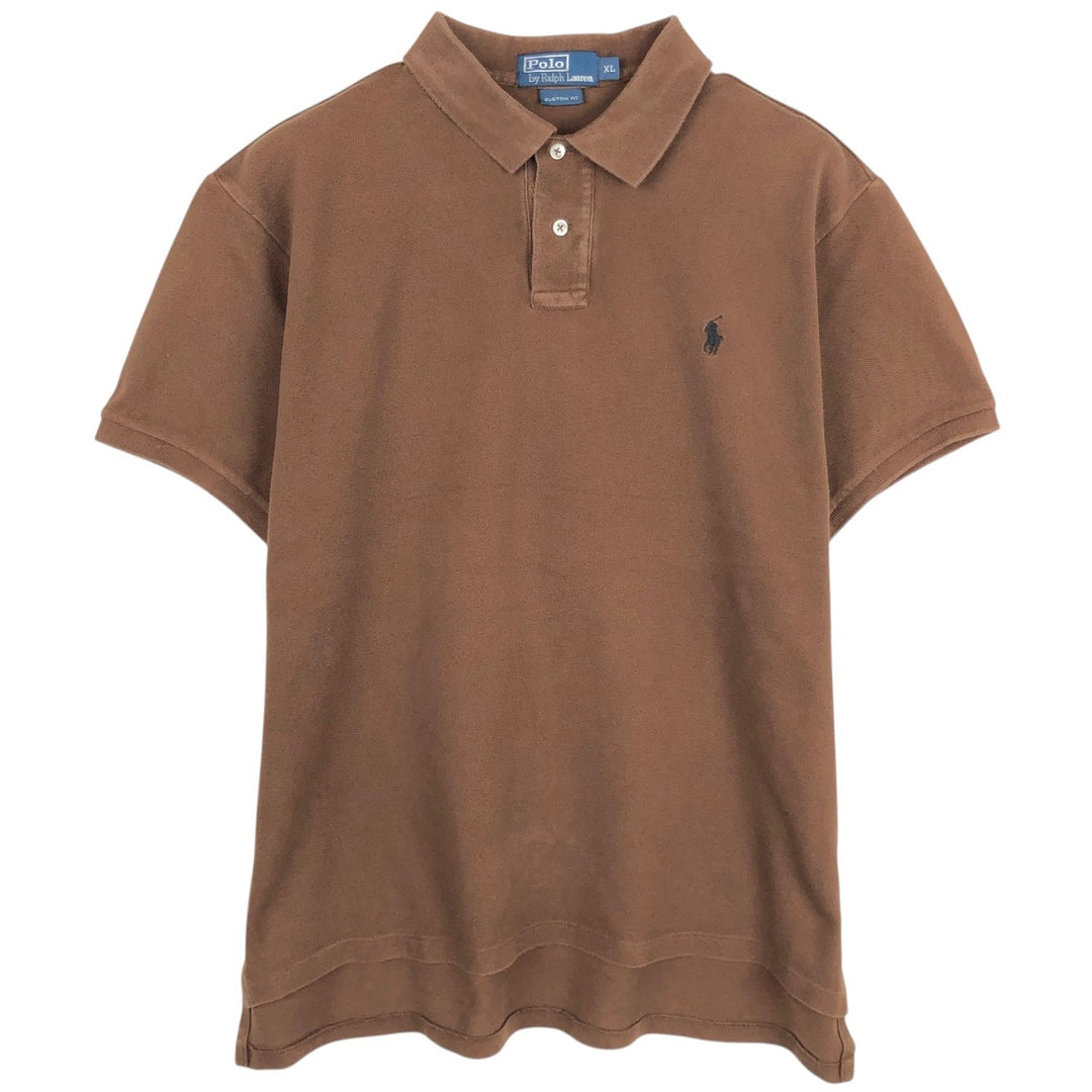 Ralph Lauren POLO by Ralph Lauren CUSTOM FIT short sleeve polo shirt, men's XL size unclear brown type Vintage Second Hand